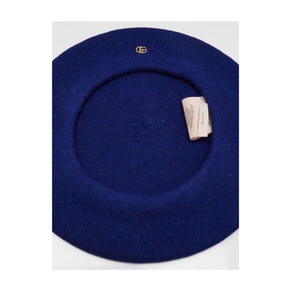 Gucci Blue GG logo charm Wool Beret M sz main image 11